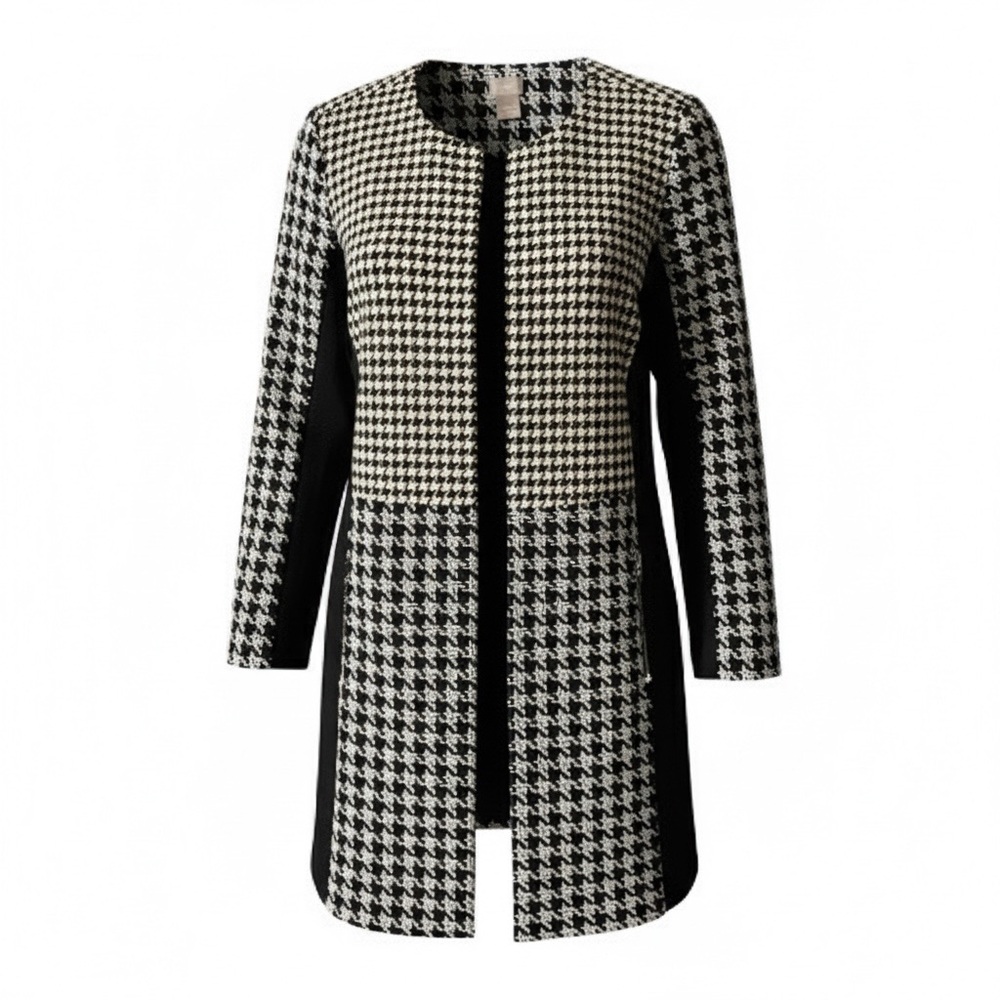 Chico’s Houndstooth Blazer, Jacket, Shacket, Coat, Plaid, Sz M, 8/10, Chico’s 1 - Picture 2 of 13